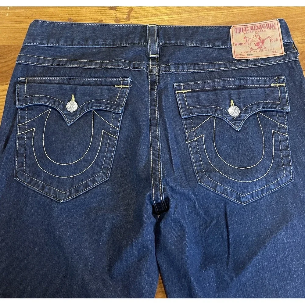 True Religion Jeans Mens 40x32 Ricky Relaxed Straight Leg Stretch Denim Pants